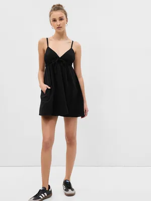 Gauze Tie-Front Mini Dress
