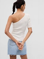 Smocked One-Shoulder Top