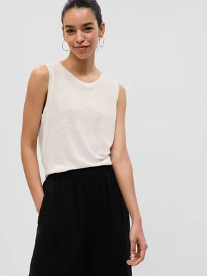 Linen-Blend Shell Tank Top