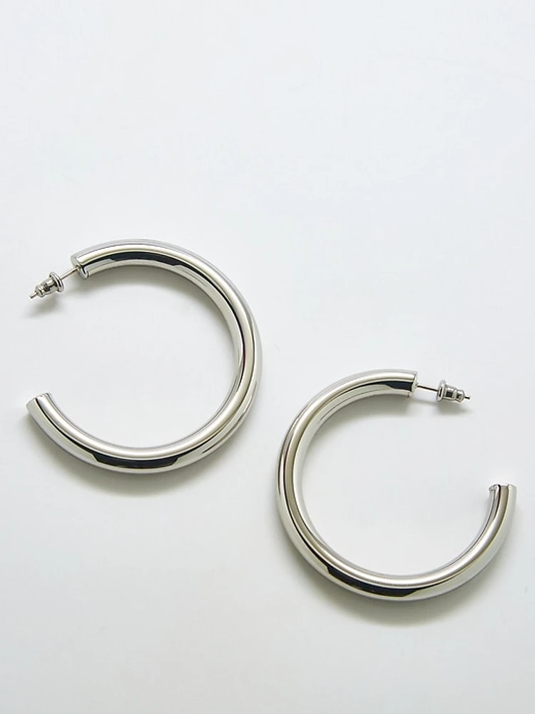 Medium Silver Hoop Earrings