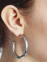 Medium Silver Hoop Earrings