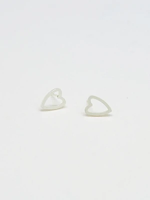 Silver Heart Outline Stud Earrings