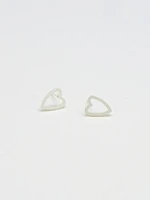 Silver Heart Outline Stud Earrings