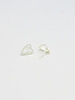 Silver Heart Outline Stud Earrings