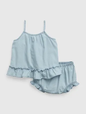 Baby Ruffle Denim Outfit Set with Washwell