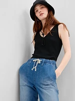 Mid Rise Easy Denim Utility Jeans