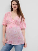 Maternity Puff Sleeve Wrap Top