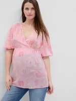 Maternity Puff Sleeve Wrap Top