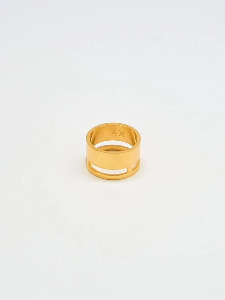 Gold Geo Wide Bar Ring