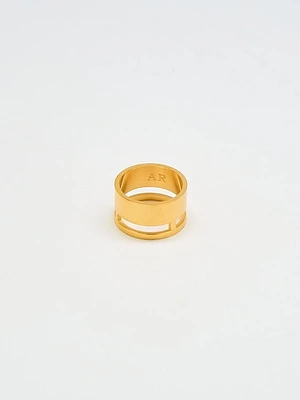 Gold Geo Wide Bar Ring