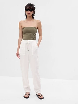 High Rise Crinkle Gauze Pants