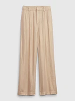 Linen-Cotton Pleated Pants