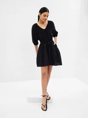 Crinkle Gauze Tiered Mini Dress