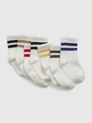 Toddler Organic Cotton Stripe Crew Socks (-Pack