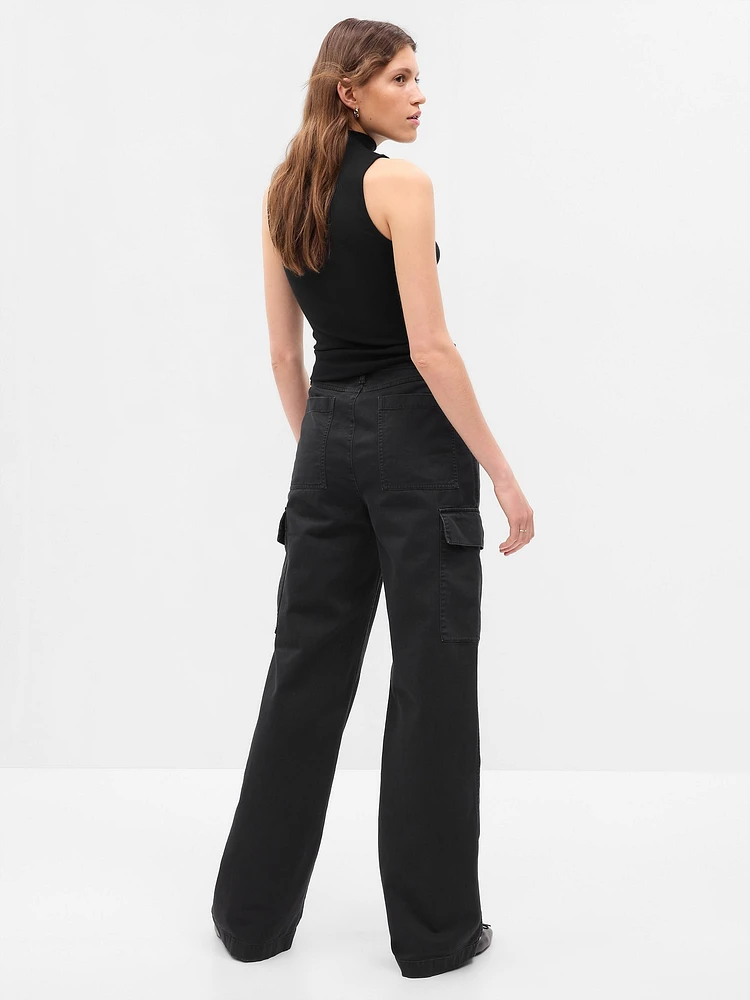 Mid Rise Loose Khaki Cargo Pants