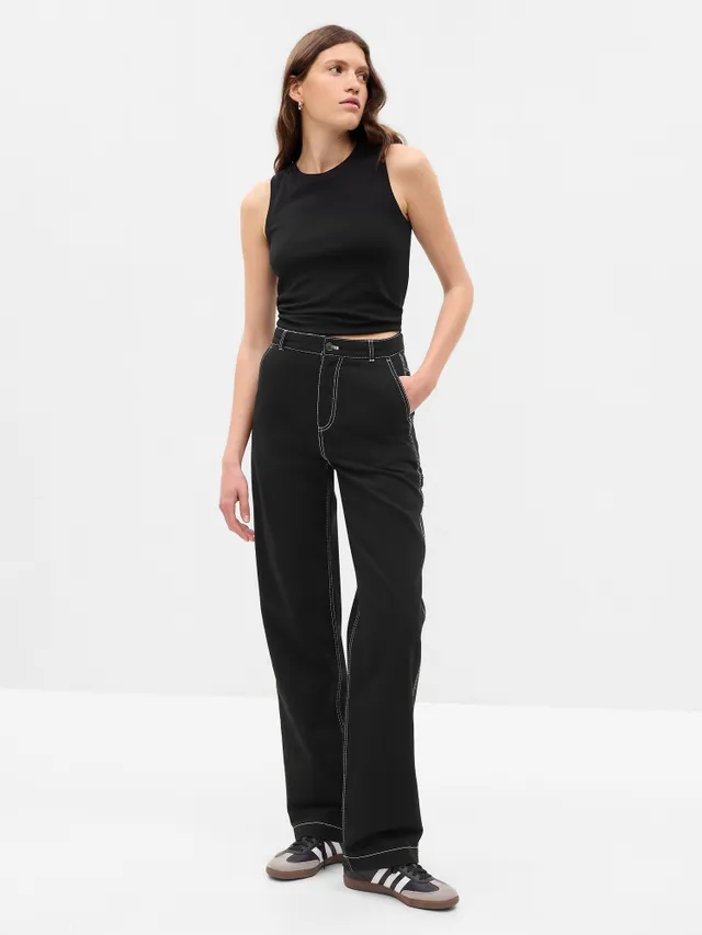 Mid Rise '90s Loose Pinstripe Carpenter Jeans