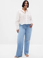 Eyelet Cropped Shirt