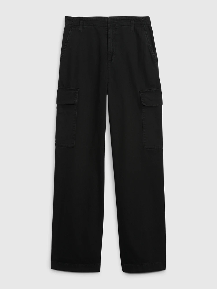 Mid Rise Loose Khaki Cargo Pants