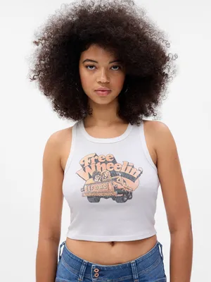 Cropped Graphic Tank Top