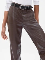 Mid Rise Vegan Leather Loose Pants