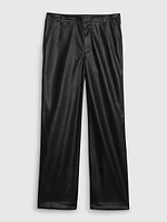 Mid Rise Vegan Leather Loose Pants