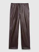 Mid Rise Vegan Leather Loose Pants