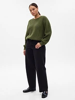 Shaker-Stitch Crewneck Sweater