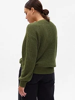 Shaker-Stitch Crewneck Sweater