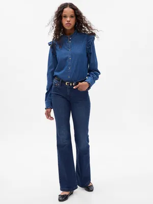Low Rise 70s Flare Jeans with Washwell
