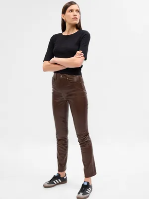 High Rise Vegan Leather Vintage Slim Pants