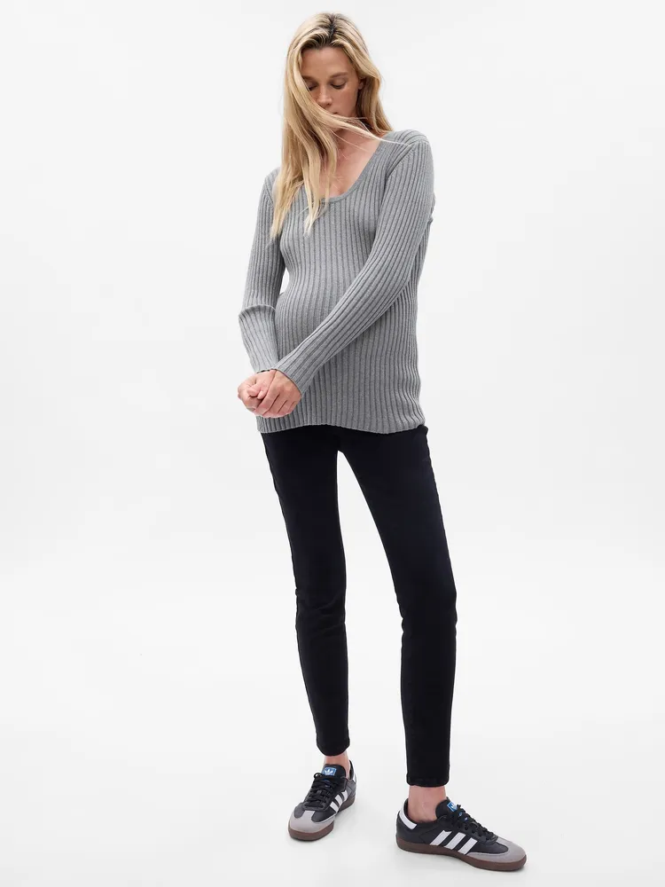 Maternity Lightweight V-Neck Rib Sweater