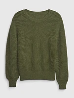 Shaker-Stitch Crewneck Sweater