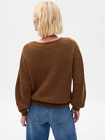 Shaker-Stitch Crewneck Sweater