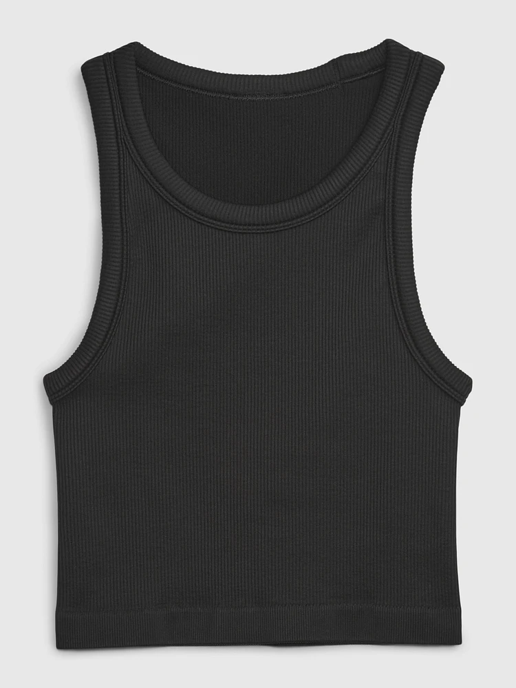 GapFit Seamless Rib Cropped Halter Tank Top