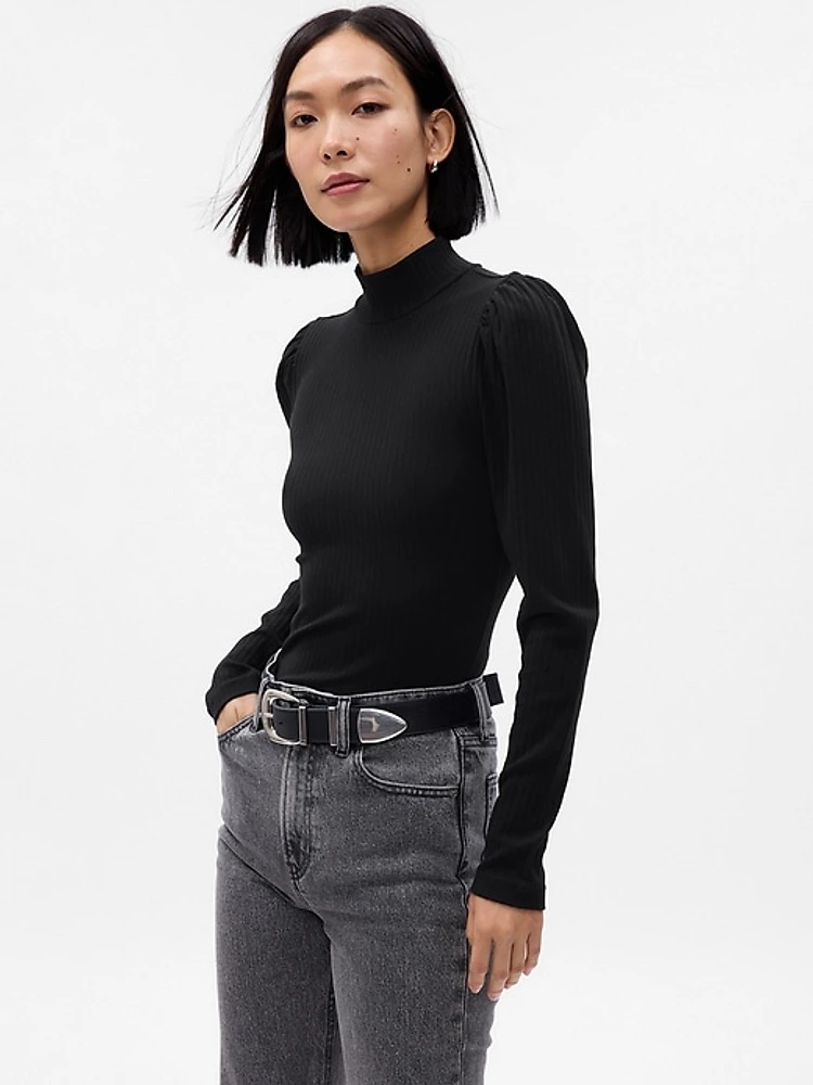 Modern Puff Sleeve Rib T-Shirt