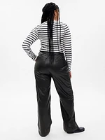 Mid Rise Vegan Leather Loose Pants