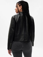 Vegan Leather Cropped Moto Jacket