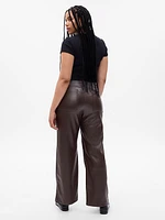 Mid Rise Vegan Leather Loose Pants