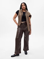 Mid Rise Vegan Leather Loose Pants