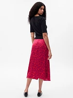 Ruched Floral Midi Skirt