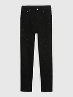 High Rise Rhinestone Cheeky Straight Jeans