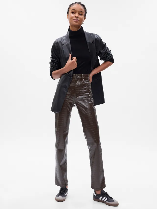 Gap High Rise Vegan Croc Leather Cheeky Straight Pants