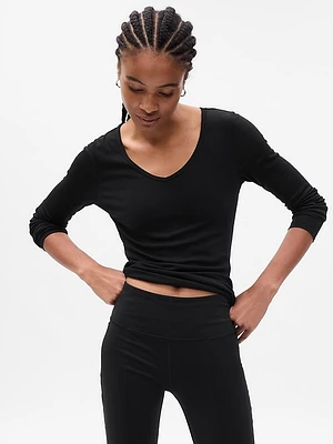 GapFit Mini Rib V-Neck T-Shirt