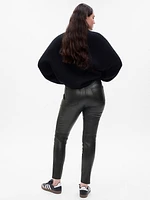 Mid Rise Vegan Leather True Skinny Pants