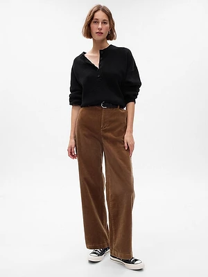 Mid Rise Loose Corduroy Pants