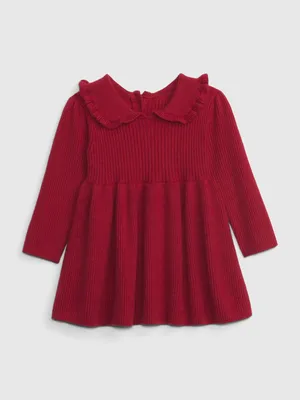Baby CashSoft Ruffle Rib Sweater Dress