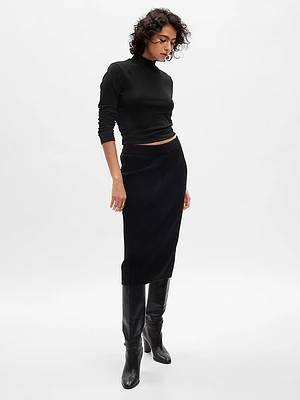 CashSoft Rib Midi Sweater Skirt