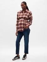 Maternity Tie-Waist Plaid Shirt