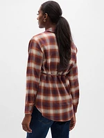 Maternity Tie-Waist Plaid Shirt