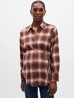 Maternity Tie-Waist Plaid Shirt